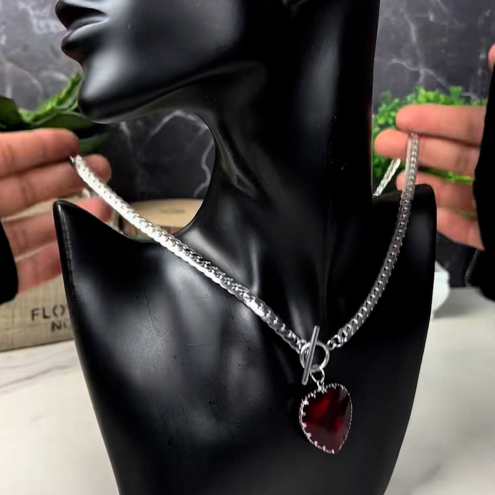 Gothic Punk Red Heart Necklace Collar